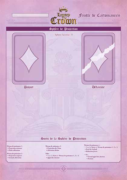 Feuille de la Sph&egrave;re de Projection des Cartomanciens