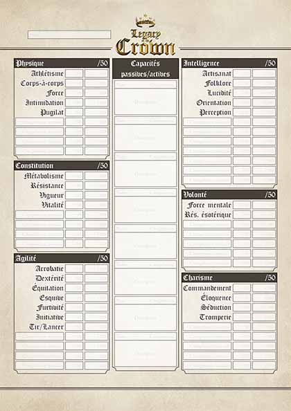 Verso de la feuille de personnage g&eacute;n&eacute;rique