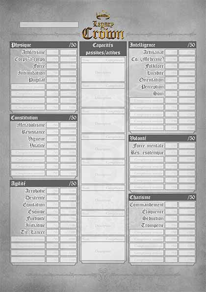 Verso de la feuille de personnage des M&eacute;decins de Rouille